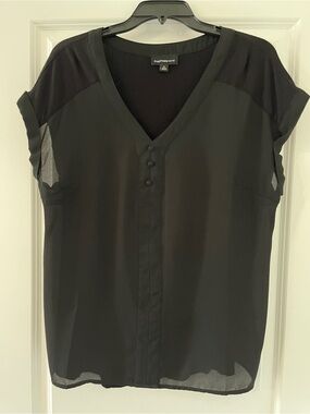 Fortune + Ivy Helina Mixed Material Blouse, Black